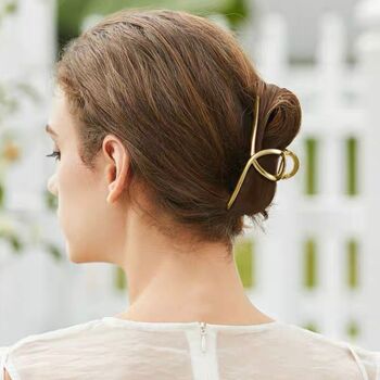 Pinces à cheveux en métal à grandes griffes-Designs minimalistes dorés-3 types 9