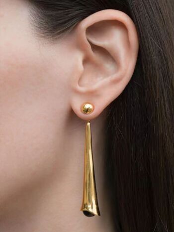 Boucles d'oreilles géométriques minimalistes avec onyx noir 8