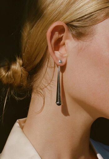 Boucles d'oreilles géométriques minimalistes avec onyx noir 9