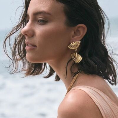 Unique chunky look swallow bird design earrings-gold plated