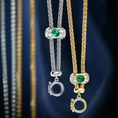 vintage Inspired Master Pull-out Necklace - vermeil d’or n argent sterling -Réglable - pour grand pendentif