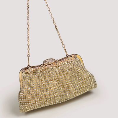 Lussuosa pochette effetto diamante, oro e argento