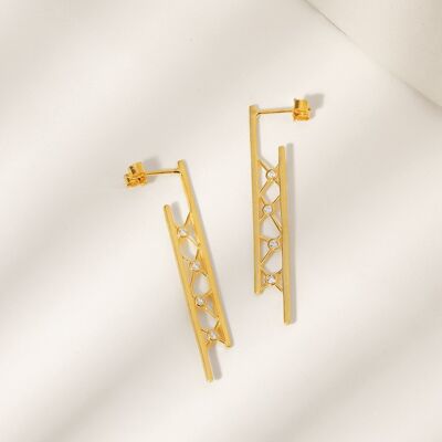 Minimalist longline net drop earrings-gold vermeil n sterling silver