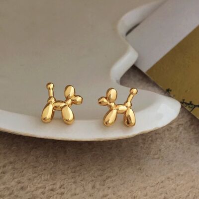 Unique cute Puppy chunky small ear stud-gold n silver