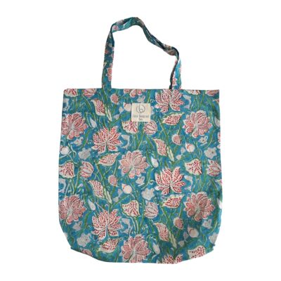 Floral printed cotton tote bag N°43