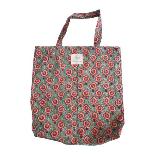 Tote bag en coton imprimé fleuri N°44