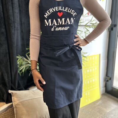 XL Navy Apron "Wonderful loving mother" - Mother's Day