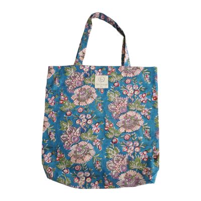 Tote bag en coton imprimé fleuri N°45