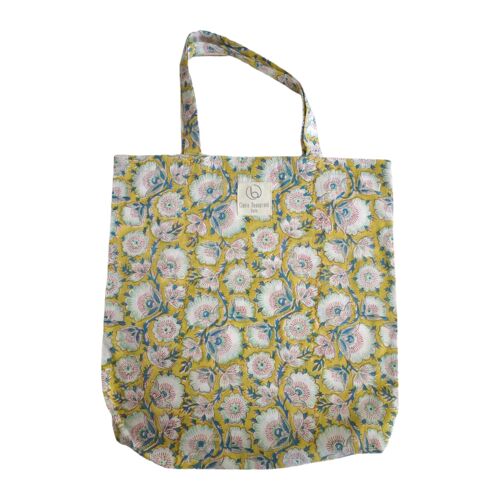 Tote bag en coton imprimé fleuri N°47