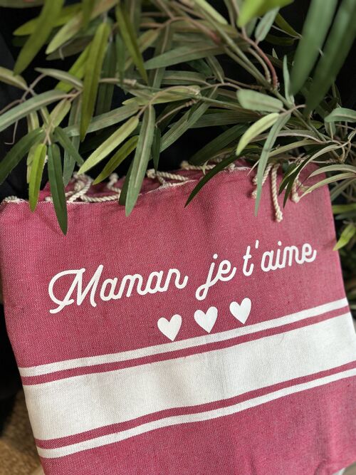 Fouta Fuschia "Maman je t'aime" - Fête des mères