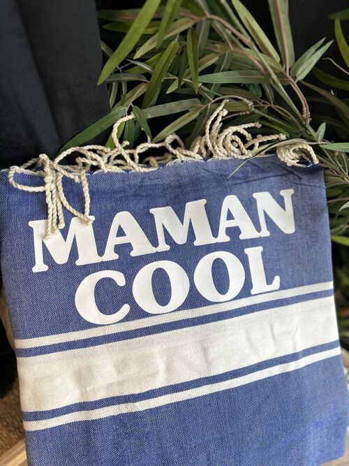 Fouta bleu " Maman cool" - Fête des mères