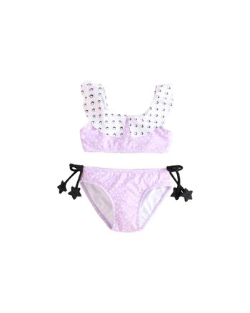 Bikini fille mauve à pois blancs K02-23401021 2