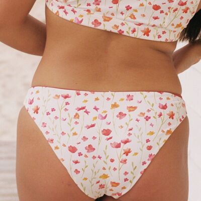 Classic sustainable and reversible bikini bottom Fleurs | Terracotta