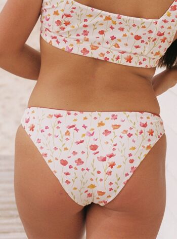 Classic sustainable and reversible bikini bottom Fleurs | Terracotta 1
