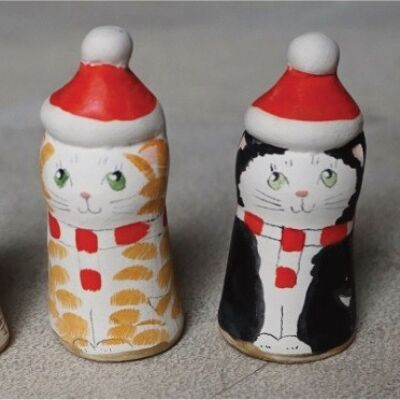 Gatos navideños con sombrero y bufandas Decoraciones (4)