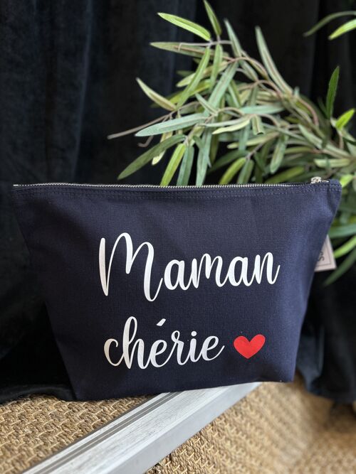 Trousse de toilette XL marine " Maman chérie" - Fête des mères