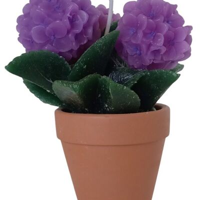 BOUGIE "POT" AUX FLEURS VIOLES DIMENSION: 13x17cm CA-026B