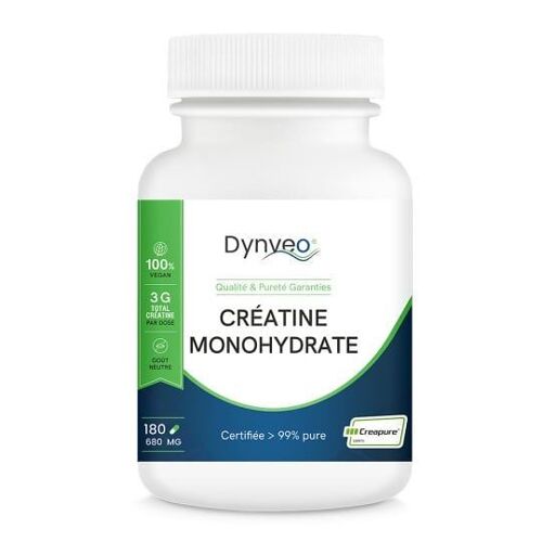 CRÉATINE MONOHYDRATE - QUALITÉ BREVETÉE CREAPURE® - 680 MG / 180 GÉLULES