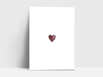 Carte postale, coeur rouge