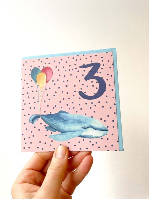 Whale 3rd birthday card