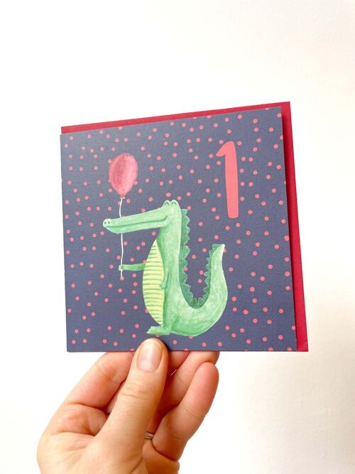 Crocodile 1st birthday card