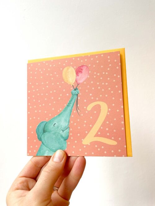 Elephant 2nd birthday card