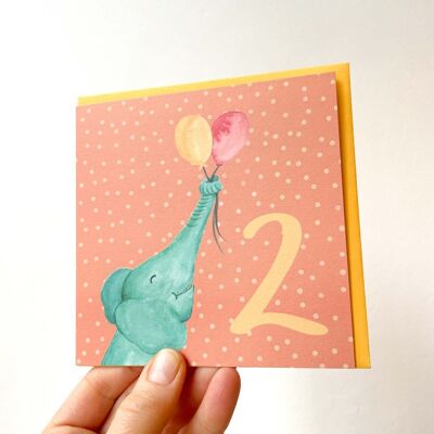 Elephant 2nd birthday card