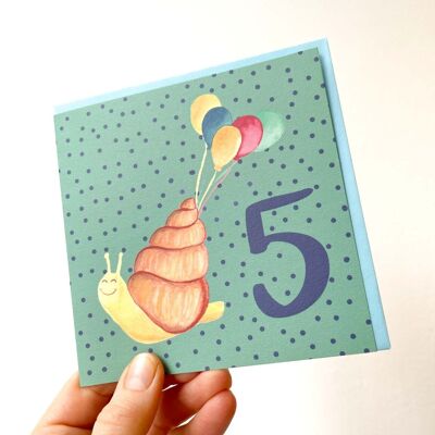 Carte d'anniversaire 5ème escargot
