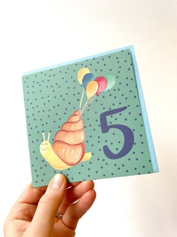 Carte d'anniversaire 5ème escargot 1