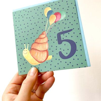 Carte d'anniversaire 5ème escargot