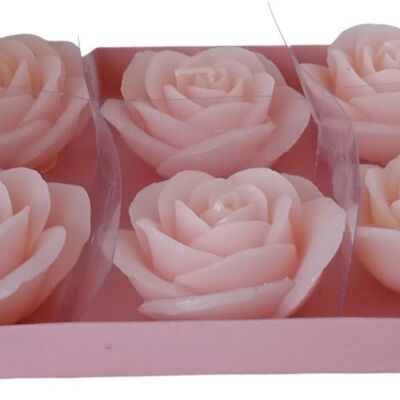 SET OF 6 PINK CANDLES "ROSES" IN GIFT PACKAGING DIMENSION: 21x14x4cm (packaging) / 6x3cm (wax) CA-030 PINK