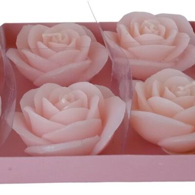 SET OF 6 PINK CANDLES "ROSES" IN GIFT PACKAGING DIMENSION: 21x14x4cm (packaging) / 6x3cm (wax) CA-030 PINK