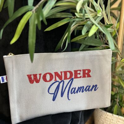 Gray zipped pouch "Wonder mom" - Mother's Day