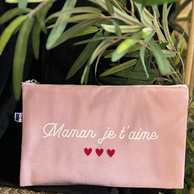 Pochette zippée rose " Maman je t'aime" - Fête des mères