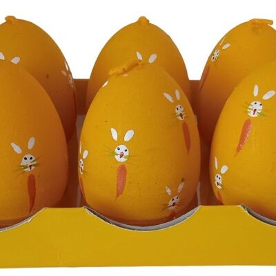 LOT DE 6 BOUGIES "ŒUFS DE CAROTTE DE LAPIN JAUNE" EN EMBALLAGE CADEAU DIMENSION : 16x10x6cm (emballage) / 4x5cm (cire) CA-206