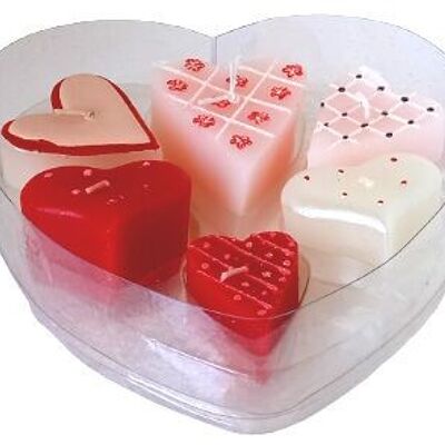 6er Set Kerzen "Herzen" in Geschenkverpackung Maße: 15x14x4cm (Verpackung) CA-228A