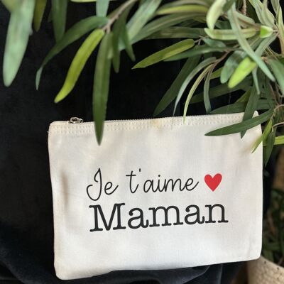 Ecru zipped pouch "I love you mom" - Mother's Day