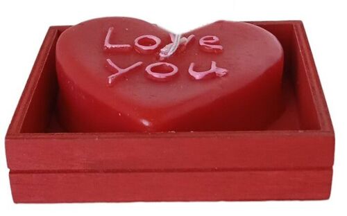 CANDLE "HEART" IN WOODEN GIFT BOX DIMENSION: 10x10x3cm (packaging) / 8x8cm (wax) CA-231