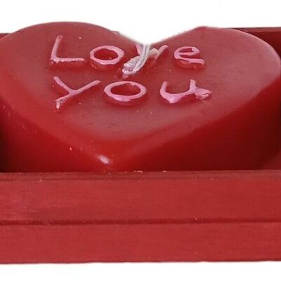 CANDELA "CUORE" IN CONFEZIONE REGALO IN LEGNO DIMENSIONI: 10x10x3cm (confezione) / 8x8cm (cera) CA-231