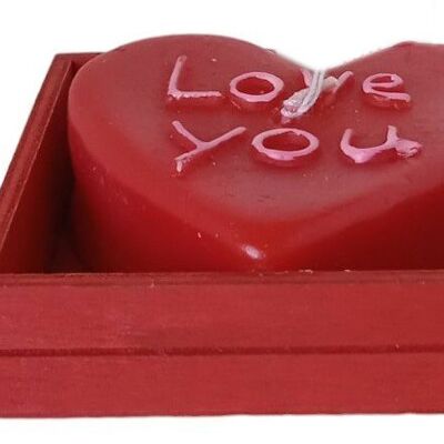 CANDLE "HEART" IN WOODEN GIFT BOX DIMENSION: 10x10x3cm (packaging) / 8x8cm (wax) CA-231