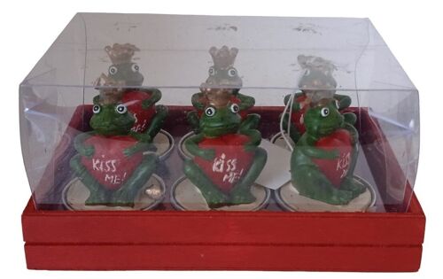 SET OF 6 CANDLES "FROGS" IN WOODEN GIFT BOX DIMENSION: 15x11x7cm (packaging) / 4x6cm (wax) CA-234