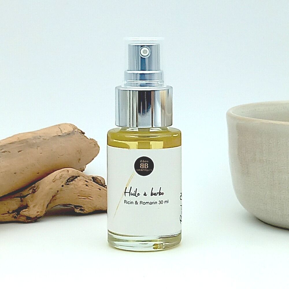 Olio per barba, ricino e rosmarino 30 ml