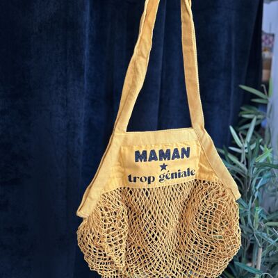 Mustard mesh bag "Mom is so awesome" - Mother's Day
