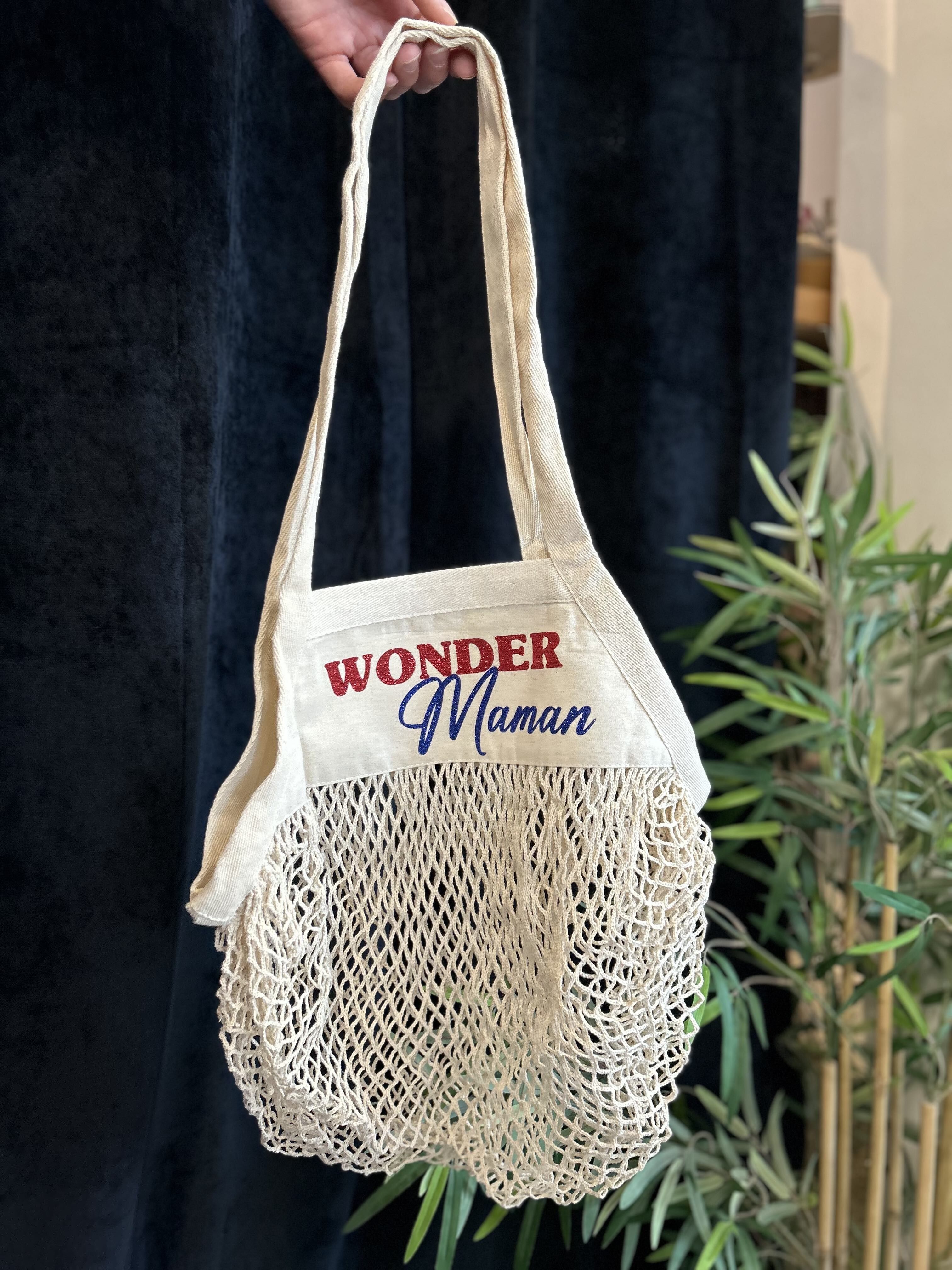 Borsa in rete ecrù "Wonder mom" - Festa della mamma