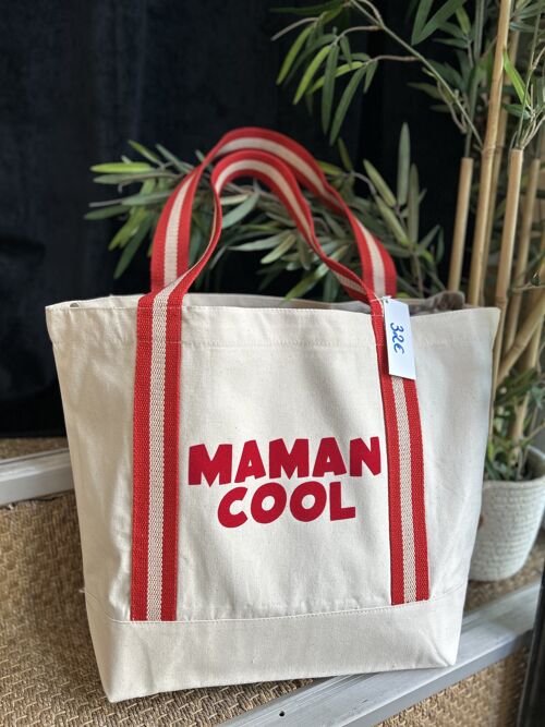 Sac shopping rouge "Maman cool" - Collection fête des mères