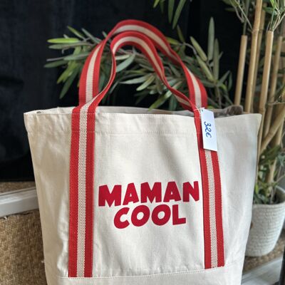 Sac shopping rouge "Maman cool" - Collection fête des mères