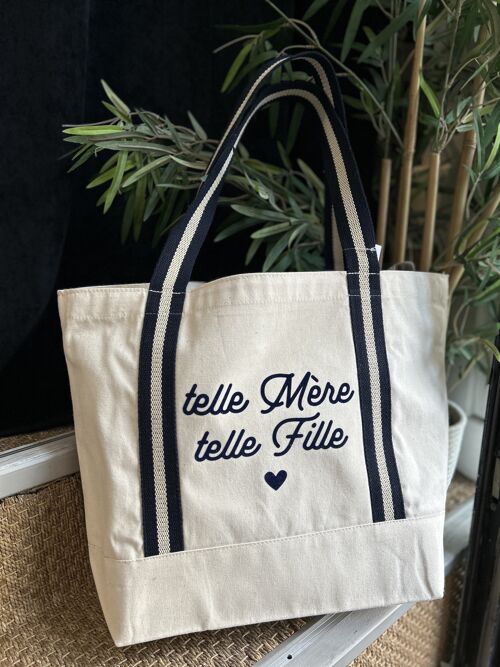 Sac shopping marine " Telle mère telle fille" - Fête des mères