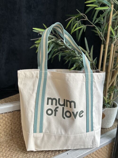 Sac shopping vert " Mum of love" - Fête des mères