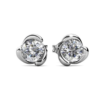 Rose Crystal Earrings - Silver and Crystal
