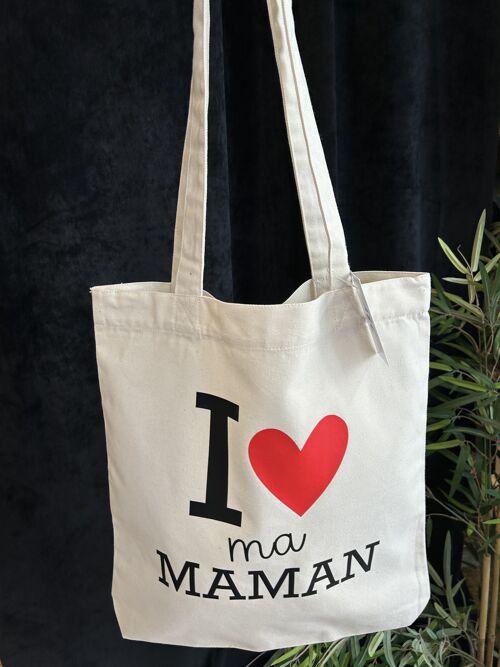 Tote bag écru " I love ma maman" - Fête des mères